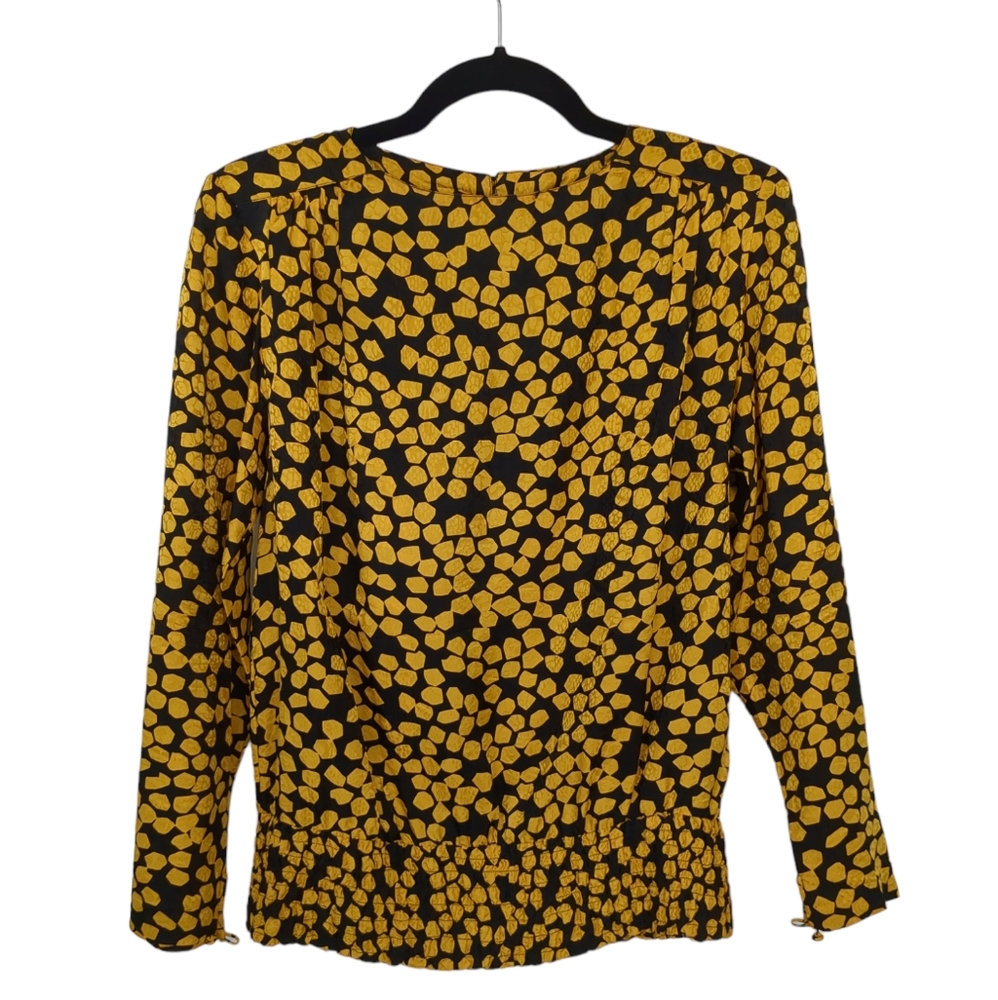 100% Silk Della Roufogali Black and Yellow  Shirt Vintage